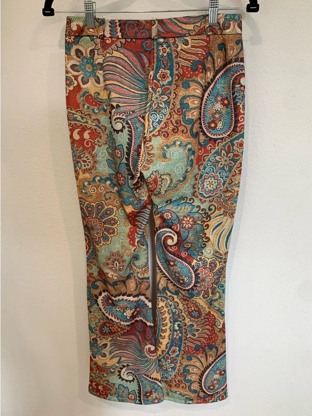 High-waisted Paisley Flare Retro Boho Festival Pants, Vintage inspired Coachella - Picture 2 of 10